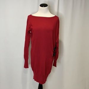 🌻2/$10 Joyce Leslie Red Long Sleeve Belted Sweater Dress